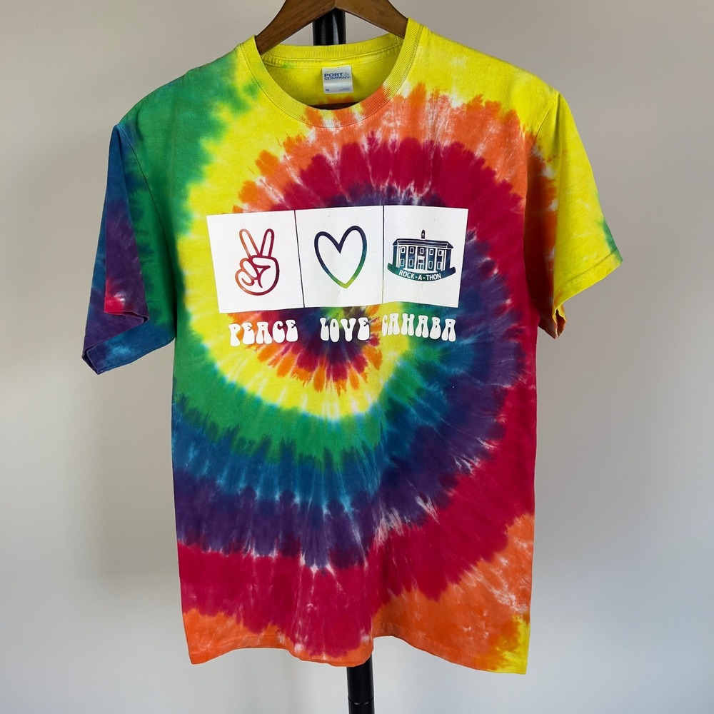 Port & Company Peace Love Cahaba 2018 Rock-a-Thon Tie Dye Graphic T-Shirt Medium